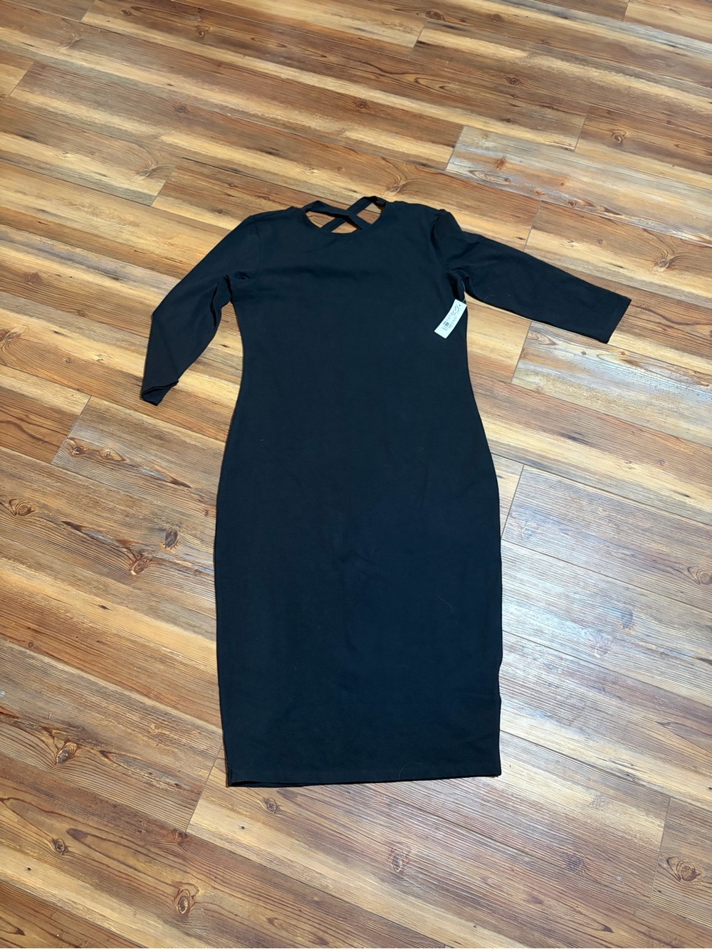 New York & Company Black Crisscross Neck Midi Dress